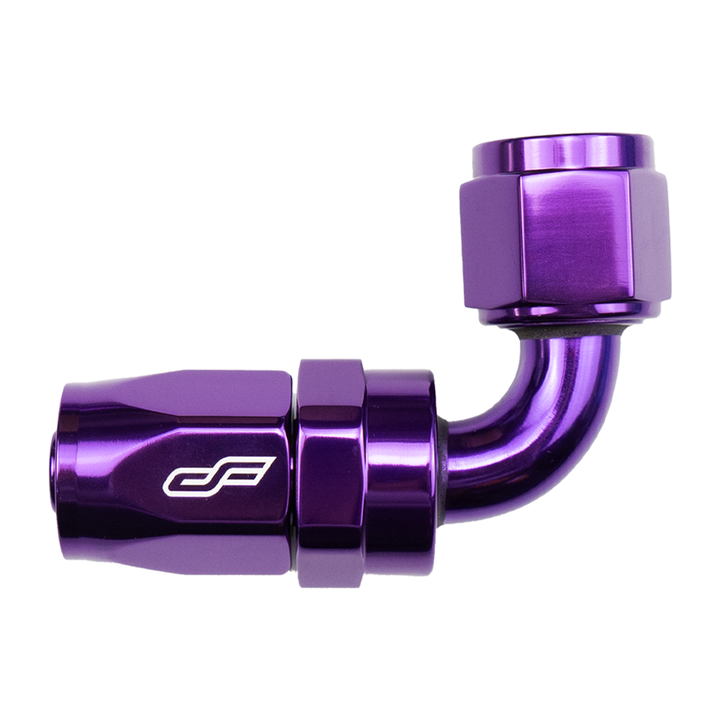 -4 AN 90° Female Hose End Fitting - Purple